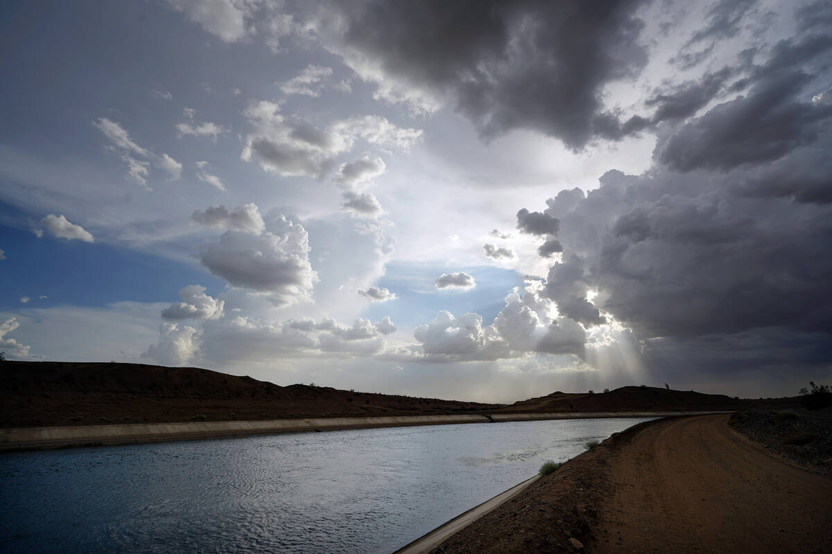 Water flows along the All-American Canal, Aug. 13, 2022, near Winterhaven, Calif. The canal con ...