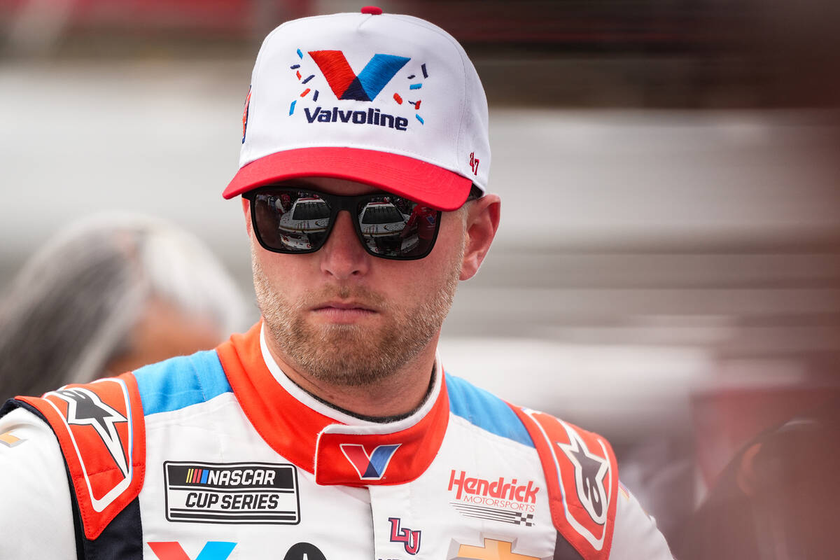 William Byron looks on prior to a NASCAR Cup Series auto race at Charlotte Motor Speedway, Sund ...