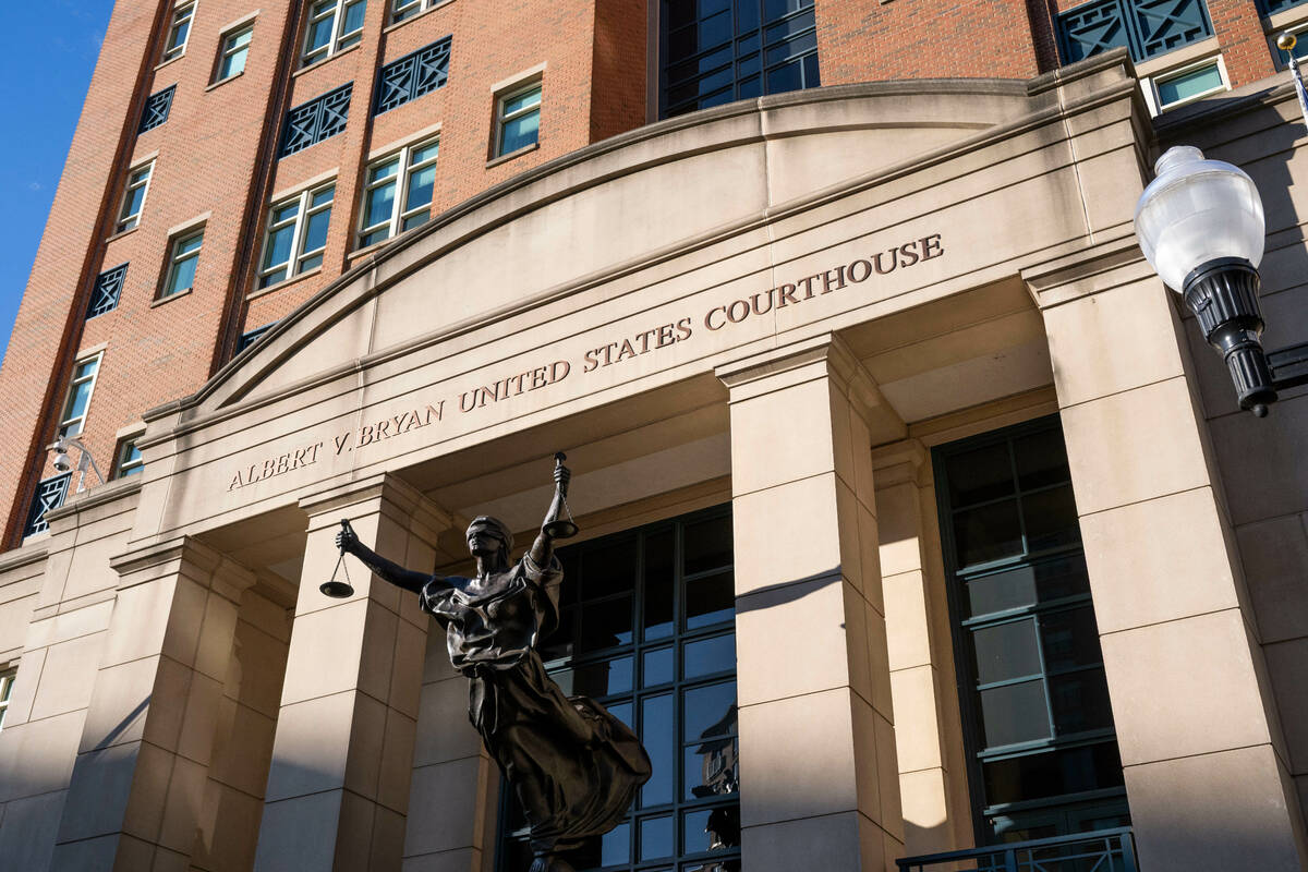 FILE - The Albert Bryan United States Courthouse is photographed Sept. 26, 2025 in Alexandria. ...