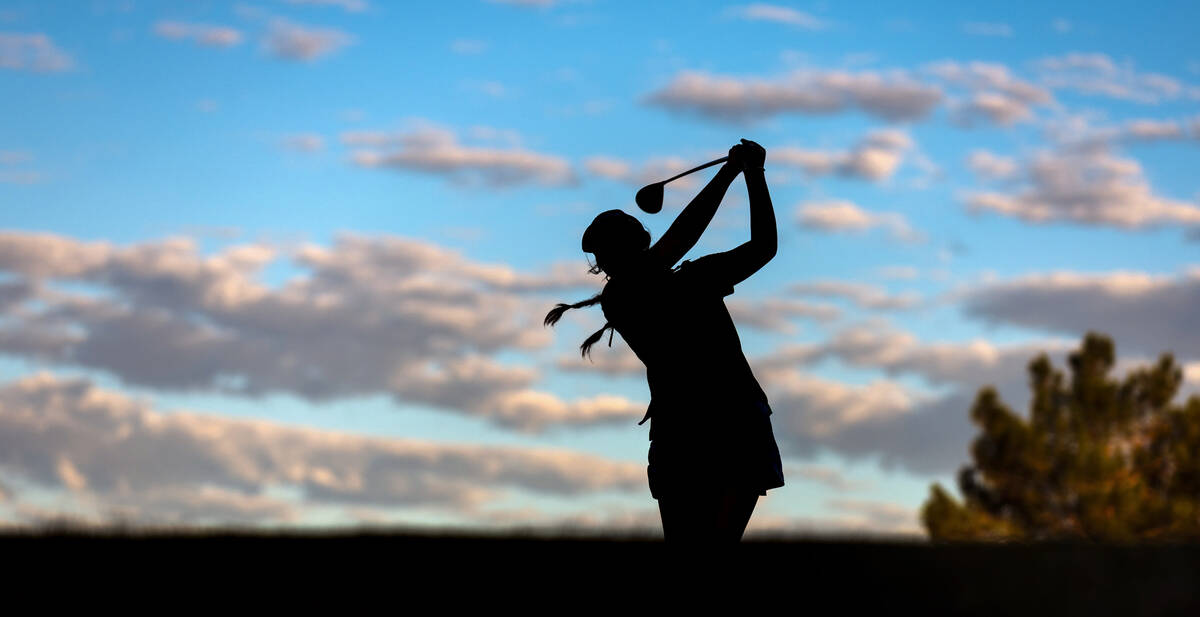 Faith Lutheran's Madison Perez tees off on the back nine during the final round of the 5A ...