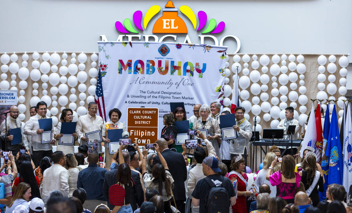 Filipinos are recognized for their efforts as Clark County celebrates the sign unveiling for th ...