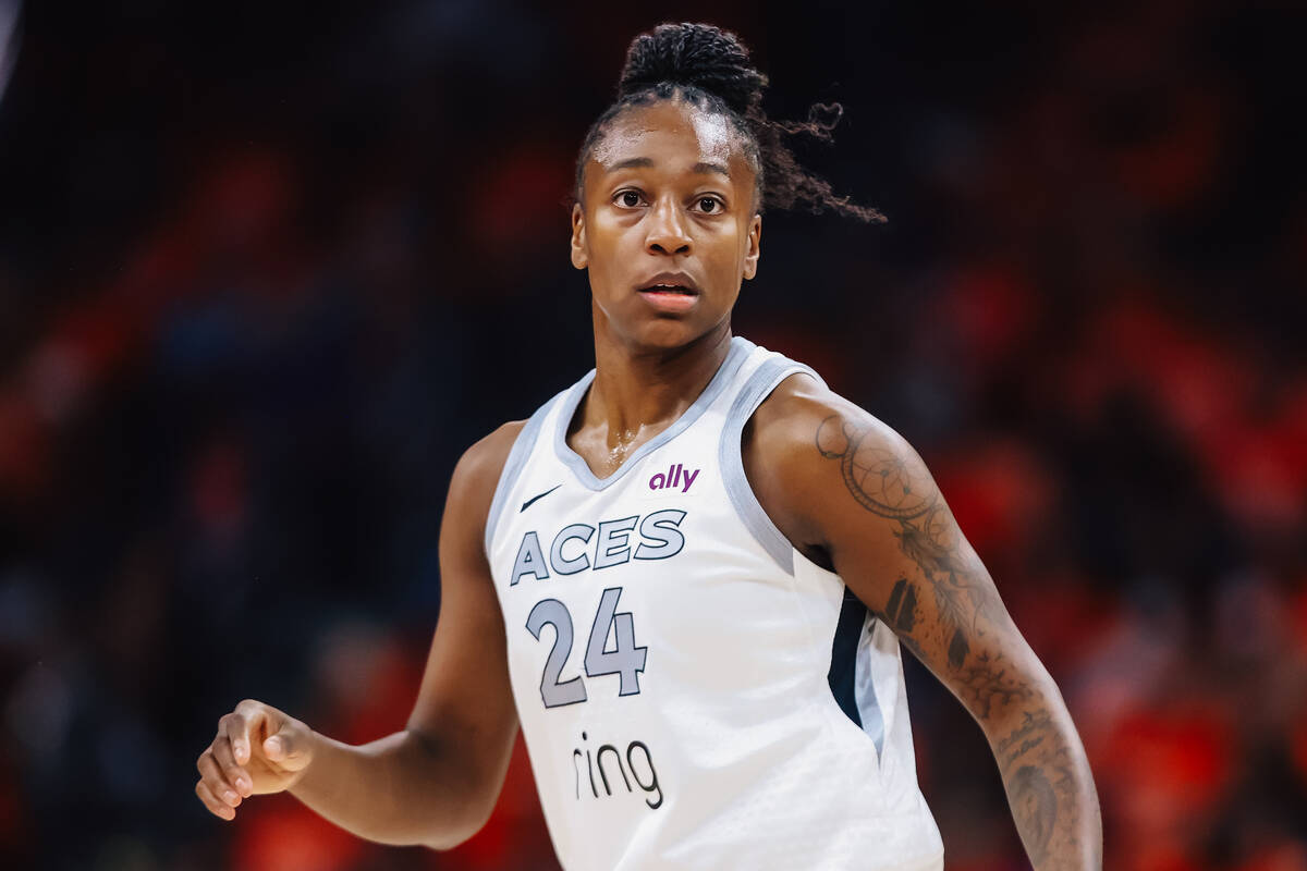 Aces guard Jewell Loyd (24) during game three of a WNBA finals match up between the Aces and Ph ...