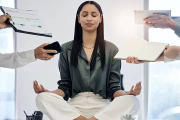 Practitioners say meditating before or at work helps them maintain focus, sit still and reduce ...