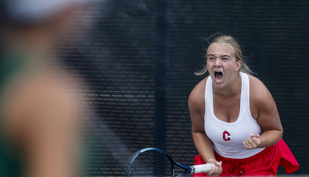 Coronado's Elektra Ferry is pumped after defeating her double's opponents from Palo V ...