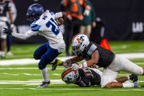 Canyon Springs running back Bakari Wilson (21) breaks free against Mojave during the second hal ...