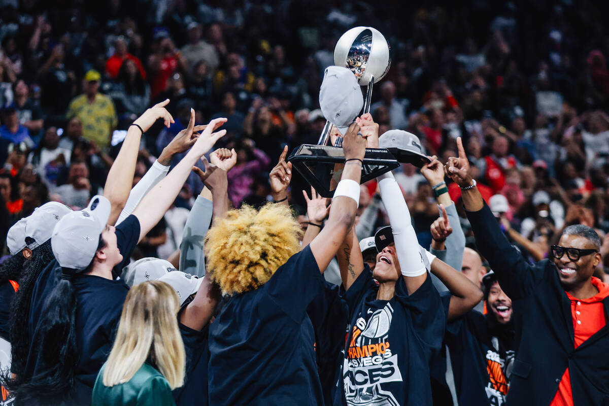The Aces celebrate winning the WNBA championship following a WNBA finals match up against the P ...