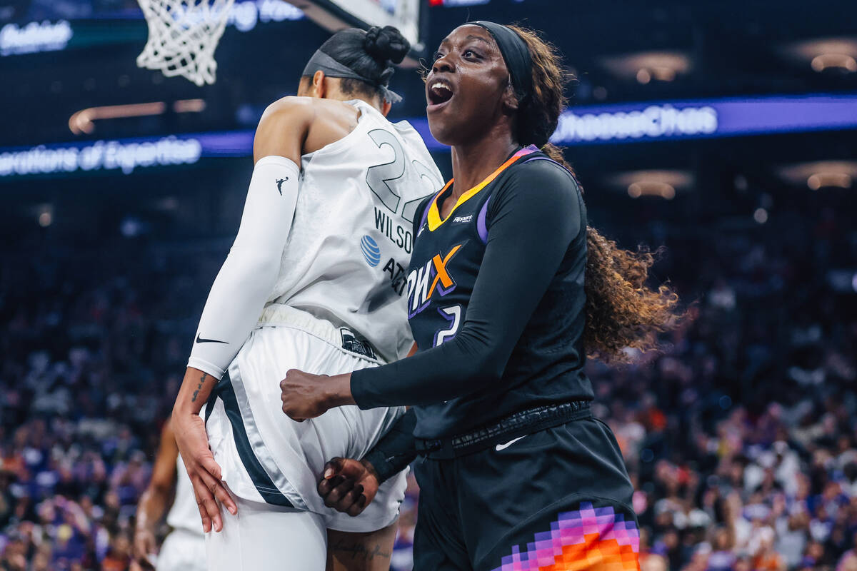 Phoenix Mercury guard Kahleah Copper (2) yells after drawing a foul during game four of a WNBA ...