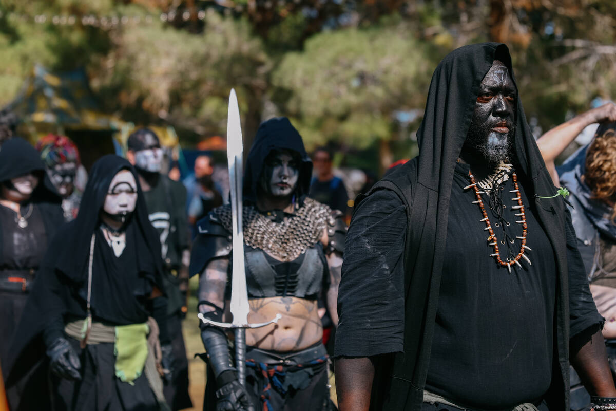 Members of the guild called The Wilds march through the pathways of the 31st annual Age of Chiv ...