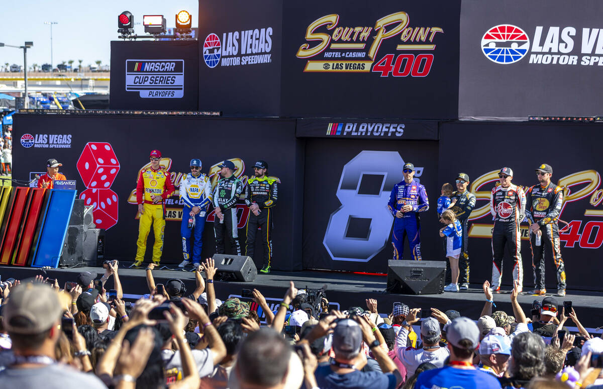 The top eight drivers are announced before the start of the NASCAR Cup Series South Point 400 r ...