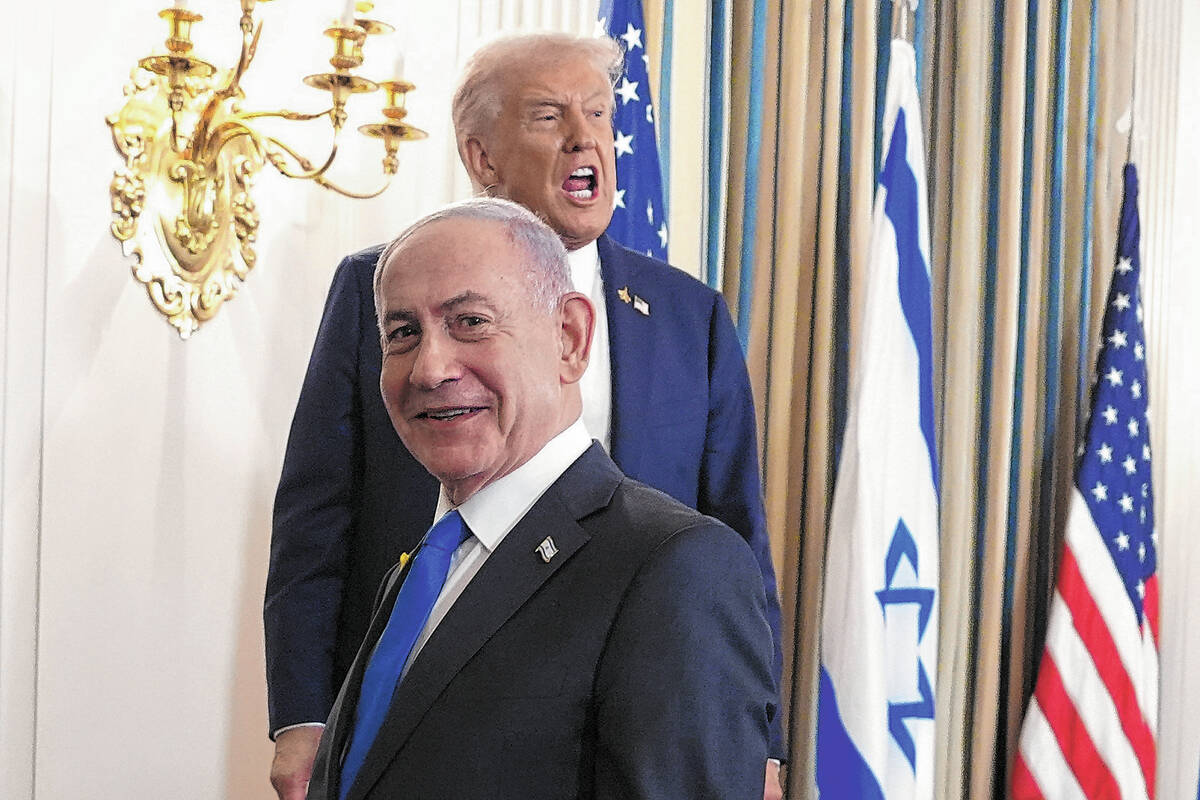 President Donald Trump speaks upon departing a news conference with Israeli Prime Minister Benj ...