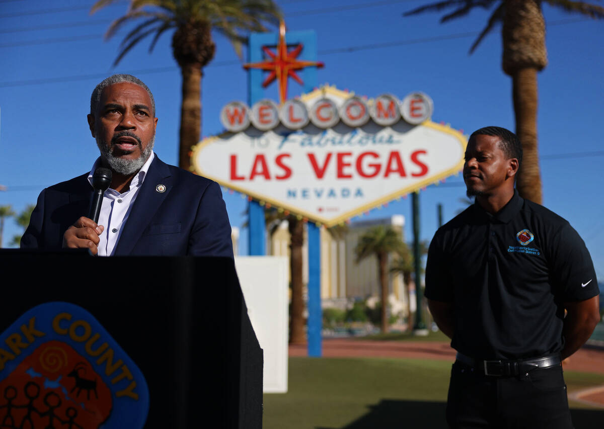 Rep. Steven Horsford, D-Nev., left, speaks during the Indigenous Peoples Day “Welcome to Fabu ...