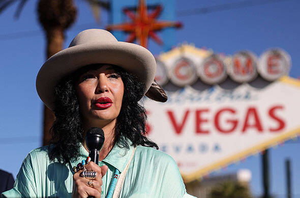 Barbara Hartzell, Executive Director of the Nevada Native Voters Alliance, speaks during the In ...