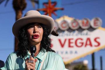 Barbara Hartzell, Executive Director of the Nevada Native Voters Alliance, speaks during the In ...