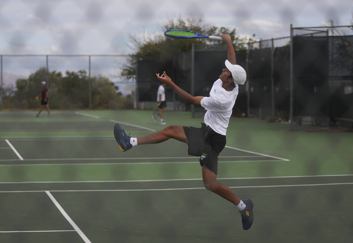 Palo Verde’s Balin Gupta competes against Faith Lutheran for the 5A boys tennis team sta ...