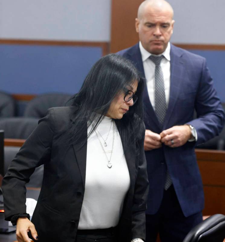 Josephine Tienda, the mother of a 2-year-old Nicolas Rodriguez-Tienda, returns to her seat afte ...