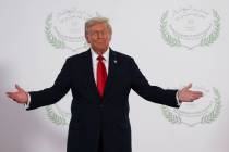 President Donald Trump waits to greet leaders during a summit to support ending the more than t ...