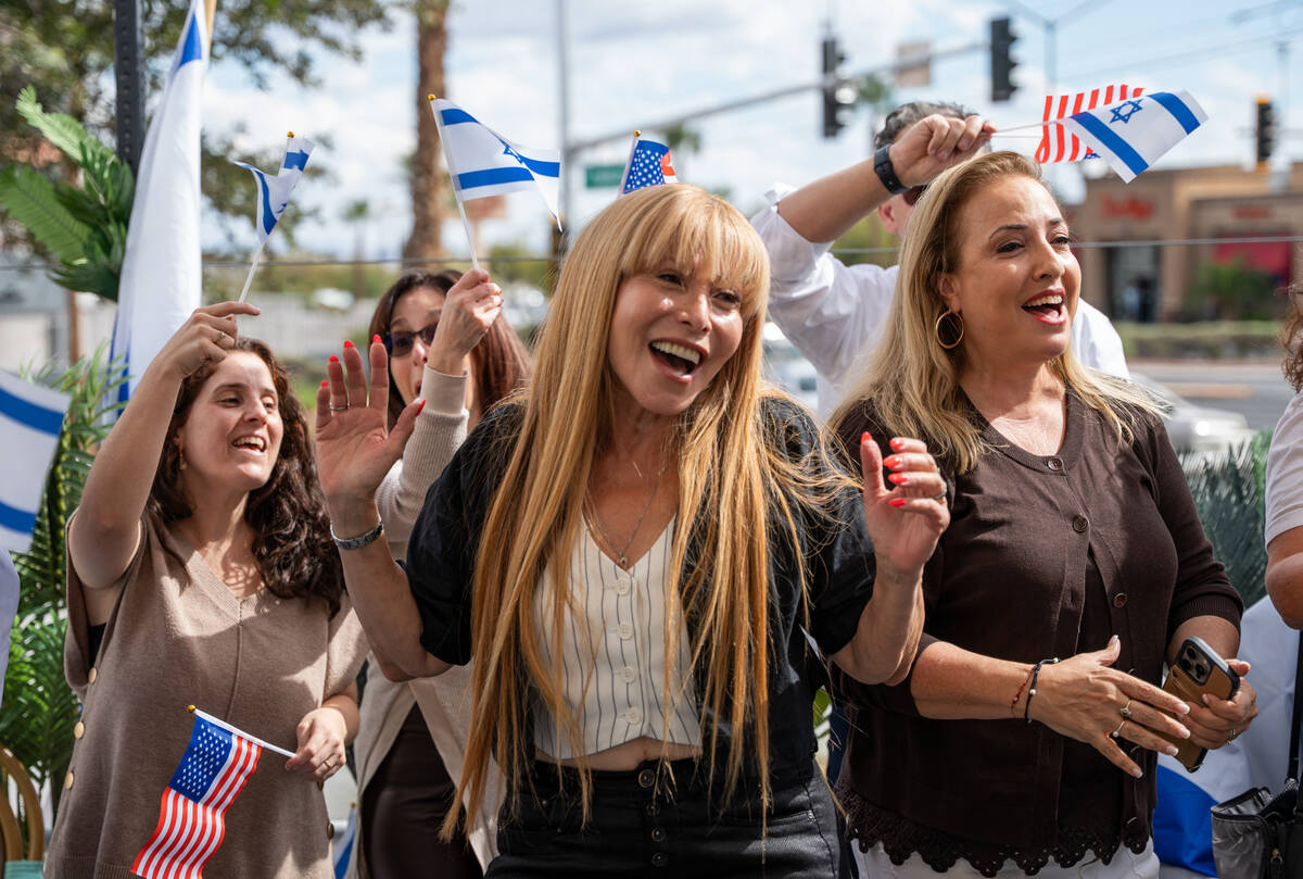 Ava Aberman (front middle), from Israel, takes part in a celebration hosted by the Israeli-Amer ...