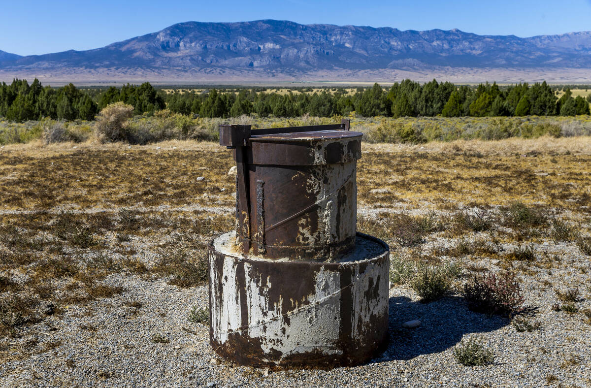 Groundwater monitoring equipment near Bahsahwahbee in White Pine County on Oct. 1, 2024, near E ...