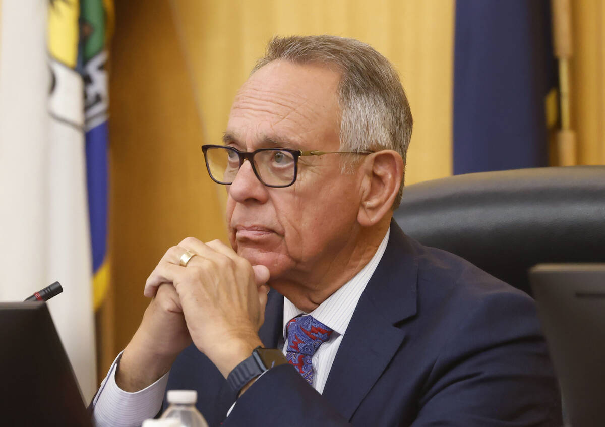 Clark County Commissioner Jim Gibson attends a Clark County Board of Commissioners meeting at t ...