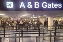 The security line for A and B Gates at Harry Reid International Airport is seen Wednesday, Octo ...
