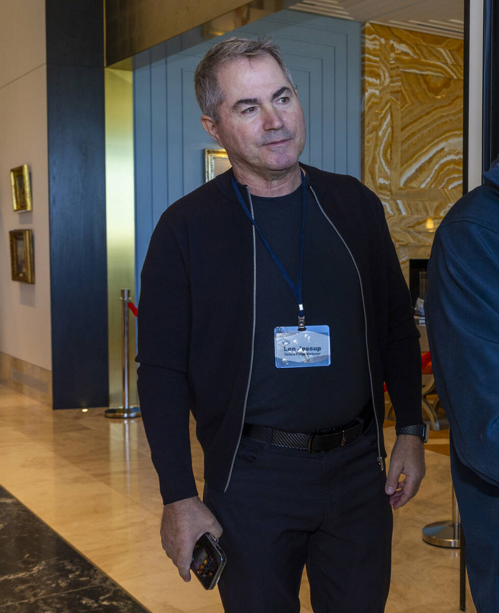 Len Jessup with Desert Forge Ventures listens to speakers during the Vegas Tech Summit at a hom ...