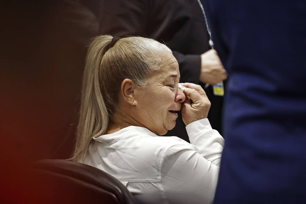 Marilu Cruz Tamayo wipes tears from her eyes while testifying in the sentencing hearing of Roid ...