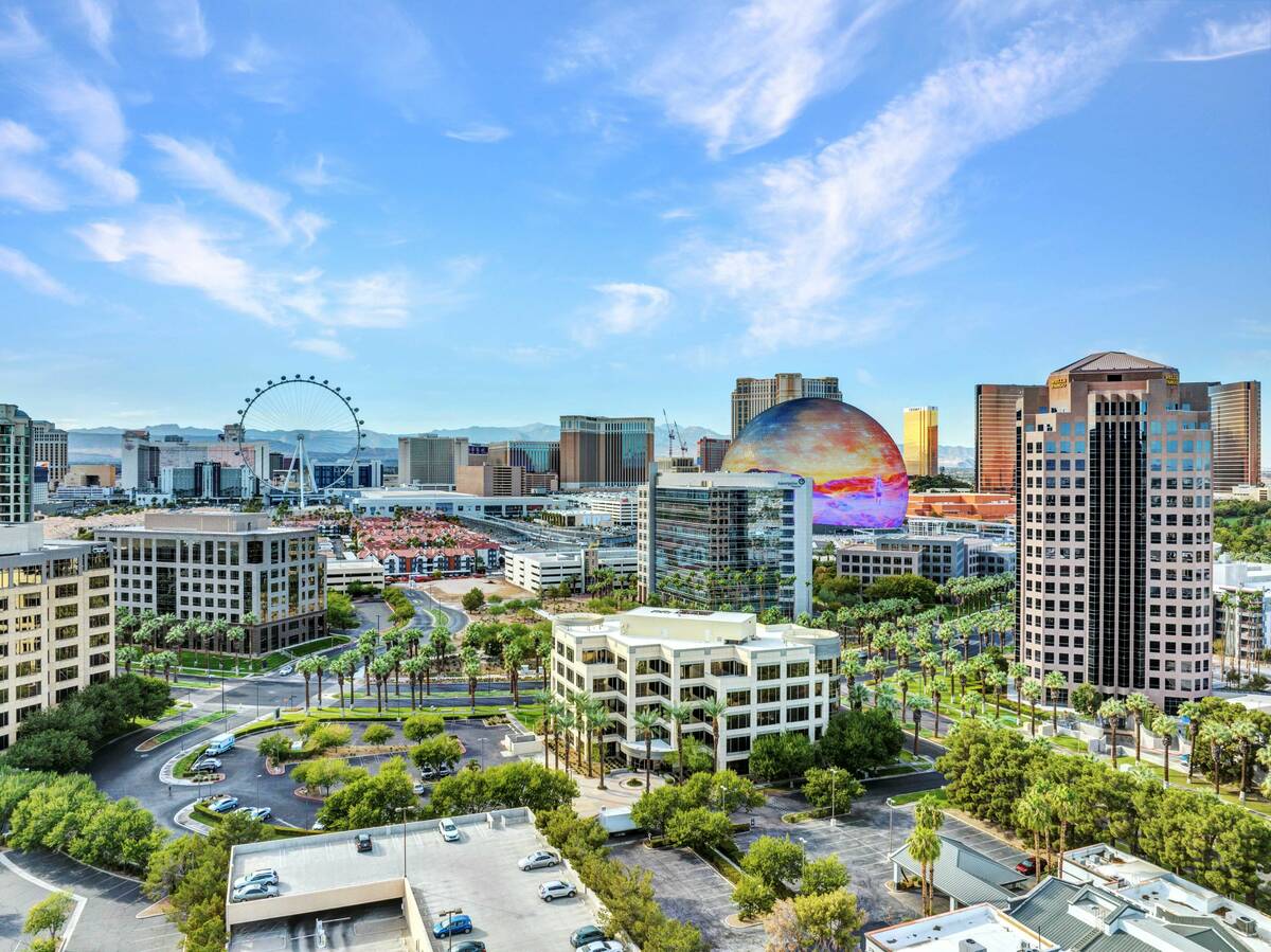 The Hughes Center office park, seen in the foreground, is for sale. The property is off Flaming ...