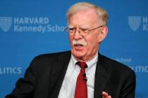 John Bolton speaks at Harvard Kennedy School's John F. Kennedy Jr Forum, Monday, Sept. 29, ...