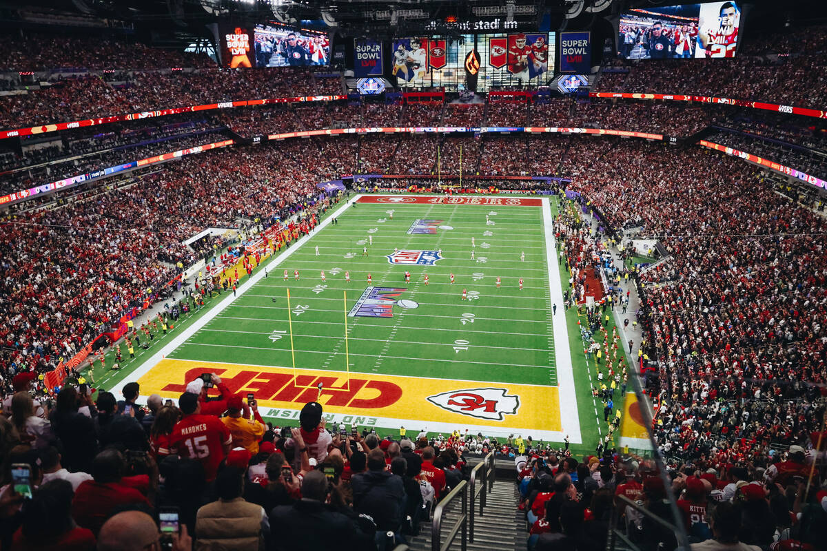 The field is seen during Super Bowl 58 at Allegiant Stadium on Sunday, Feb. 11, 2024, in Las Ve ...