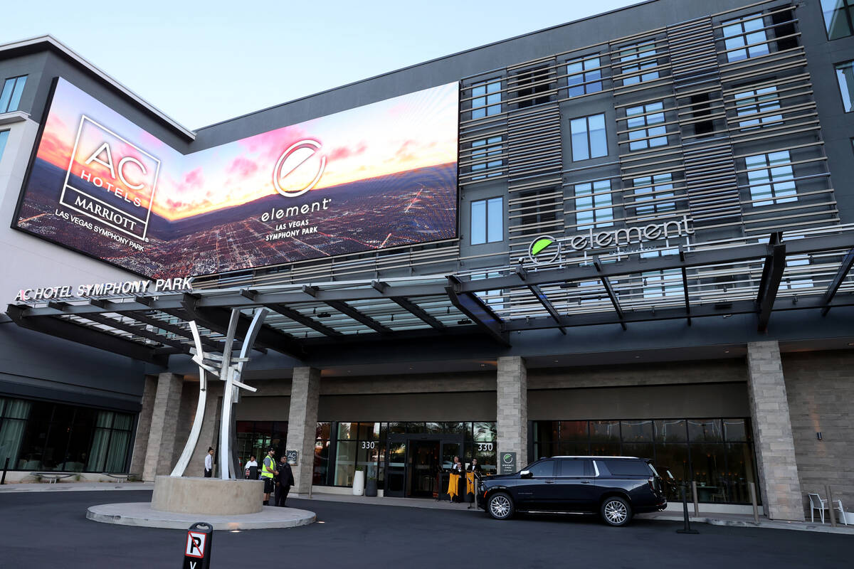 The dual-branded AC Hotel by Marriott and Element by Westin is shown at Symphony Park in downto ...