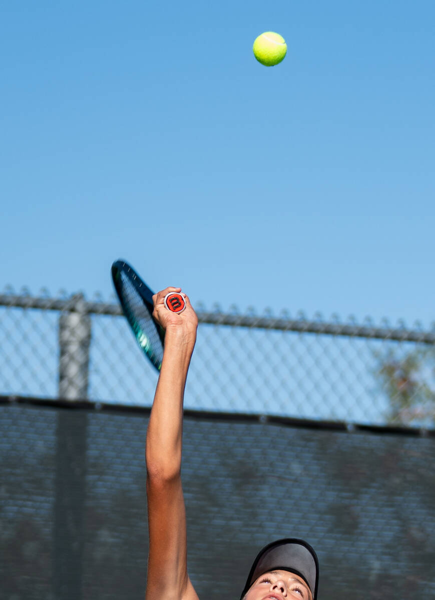 Coronado’s Kamilah Saine serves the ball to Palo Verde’s Nicole Perrin during the ...
