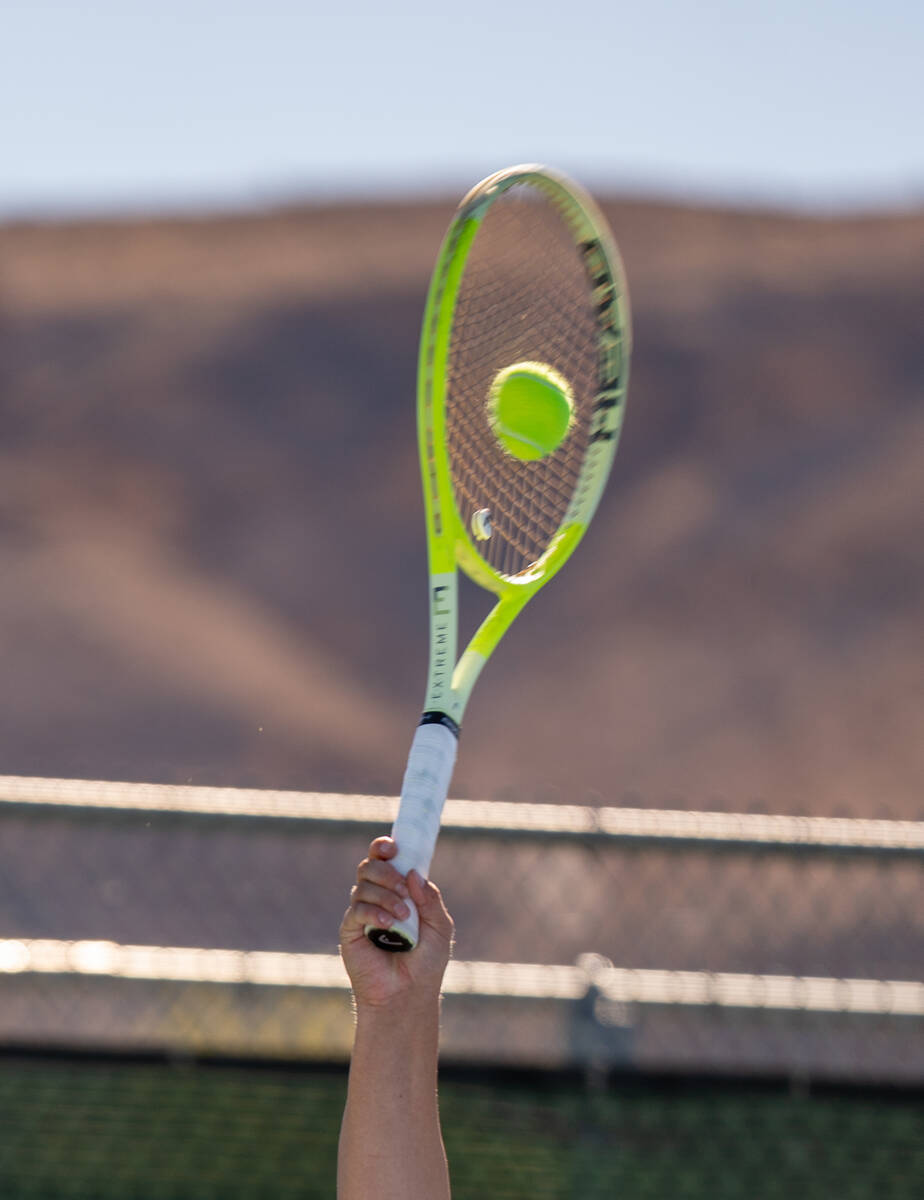 Coronado’s Kamilah Saine returns the ball to Palo Verde’s Nicole Perrin during th ...