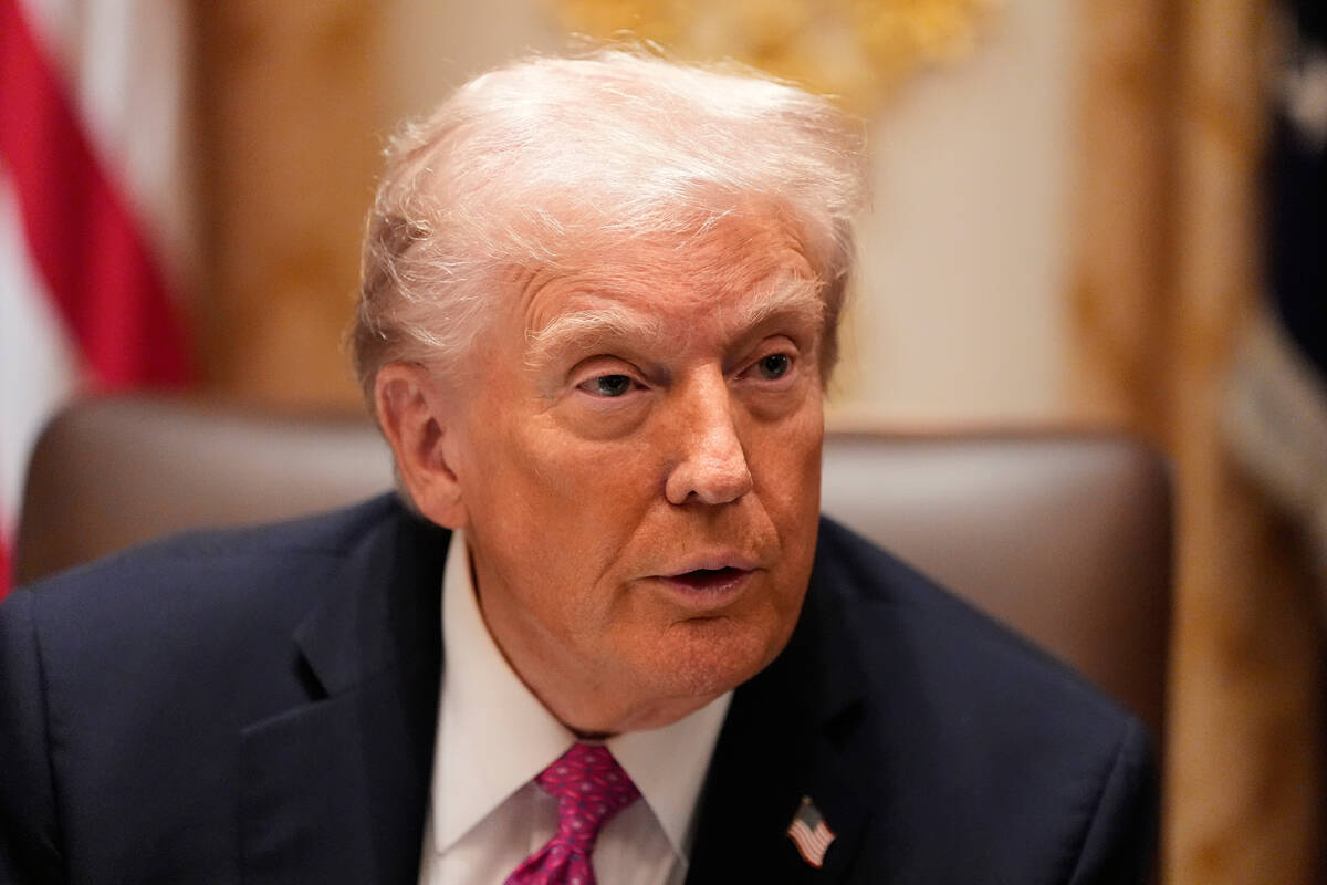 President Donald Trump speaks before a lunch with Ukraine's President Volodymyr Zelenskyy ...