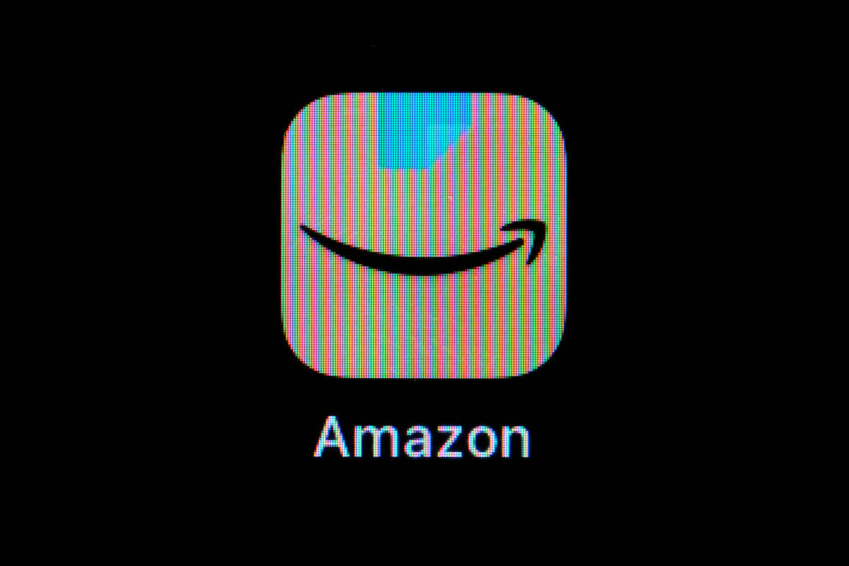 The Amazon app icon is seen on a smartphone, Feb. 28, 2023, in Marple Township, Pa. (AP Photo/M ...