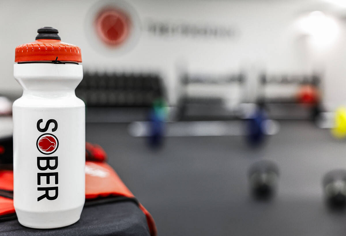 Welcome kits, including water bottles, are seen at The Phoenix, a national sober active communi ...