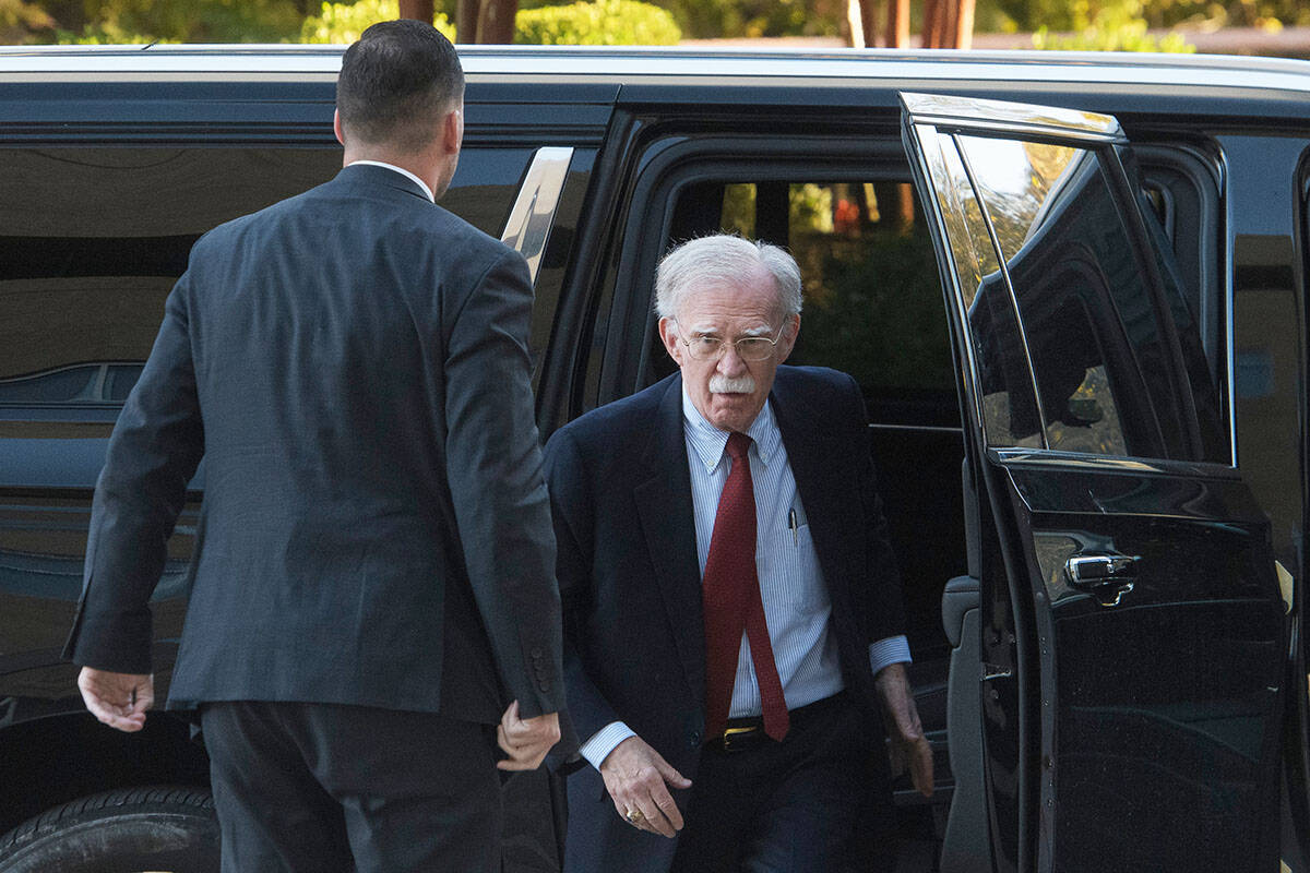 Former Trump administration national security adviser John Bolton, arrives for his arraignment ...