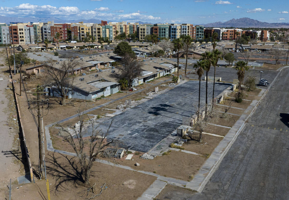 The rundown former Paradise Spa condo complex, in the foreground, is set to be redeveloped into ...