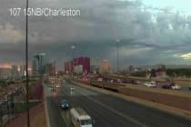 Commuters on Interstate 15 view the cloud cover Wednesday, Oct. 22, 2025, in Las Vegas. (Nevada ...