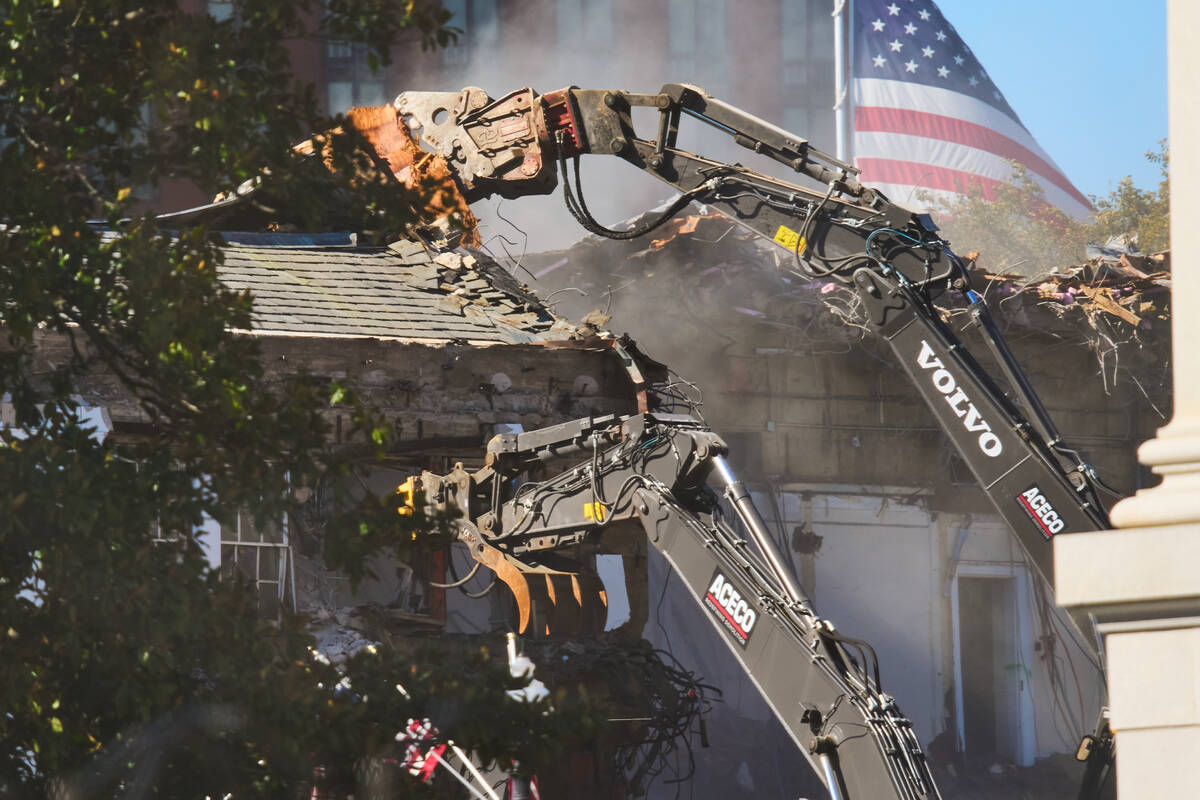 Work continues on the demolition of a part of the East Wing of the White House, Tuesday, Oct. 2 ...