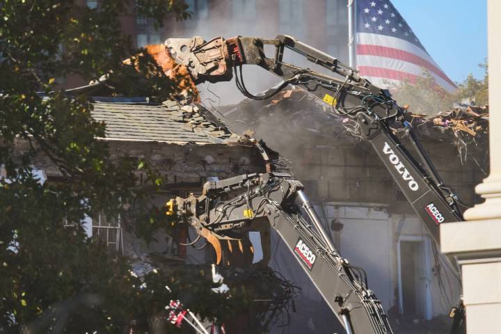 Work continues on the demolition of a part of the East Wing of the White House, Tuesday, Oct. 2 ...