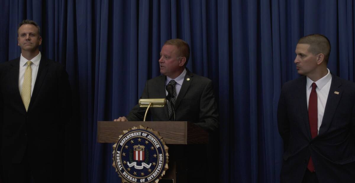 From left to right, President of Clear Channel Outdoor Adam Barthelness, Clark County Sheriff K ...