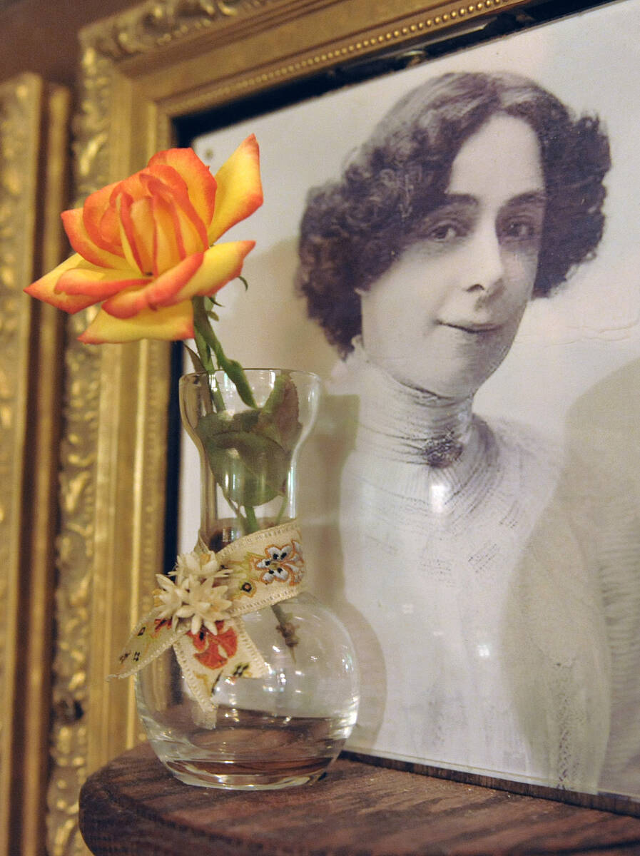 A portrait of legendary illusionist Harry Houdini's wife Beatrice hangs in the "Houdi ...