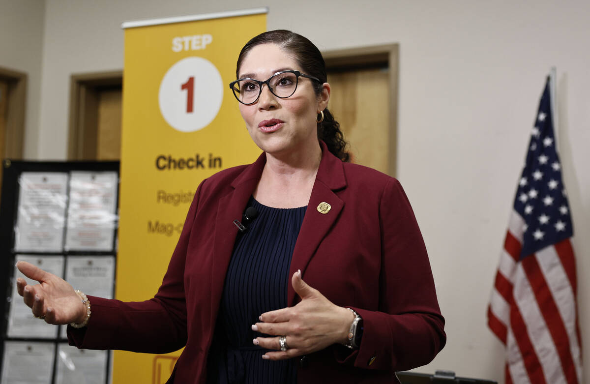 Lorena Portillo, Clark County Registrar of Voters, discusses new voter processes put in place f ...