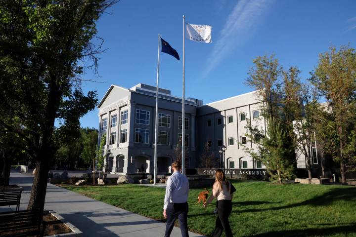 The Nevada Legislature flag flies above the Legislative Building in the final days of the 83rd ...