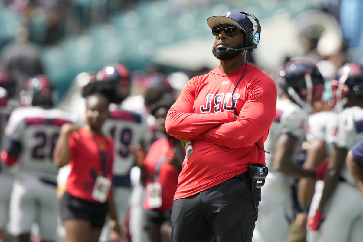 Jackson State head coach T.C. Taylor during the first half of the Orange Blossom Classic NCAA c ...