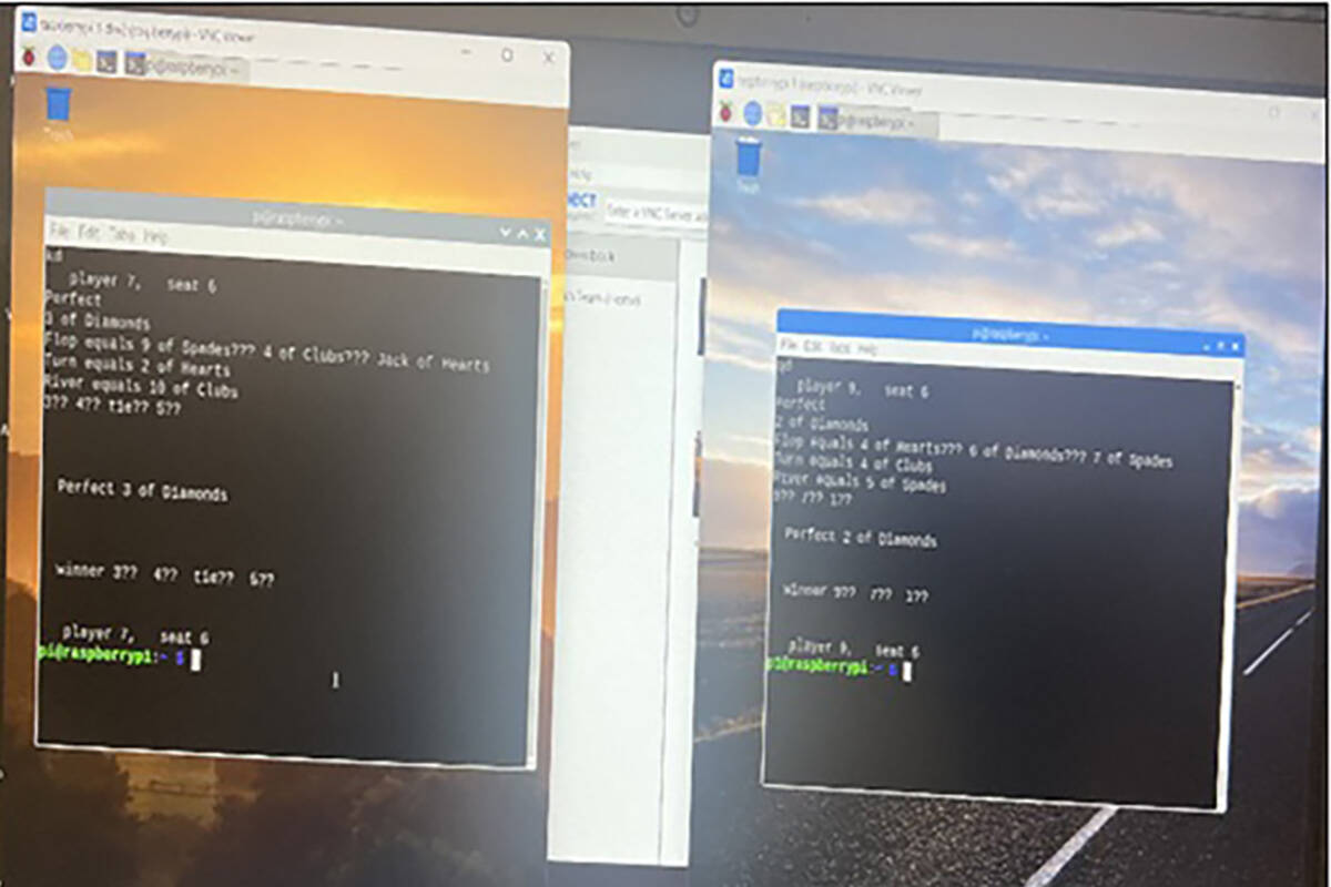 Image of the computer program showing information transmitted by a rigged shuffling machine, fr ...