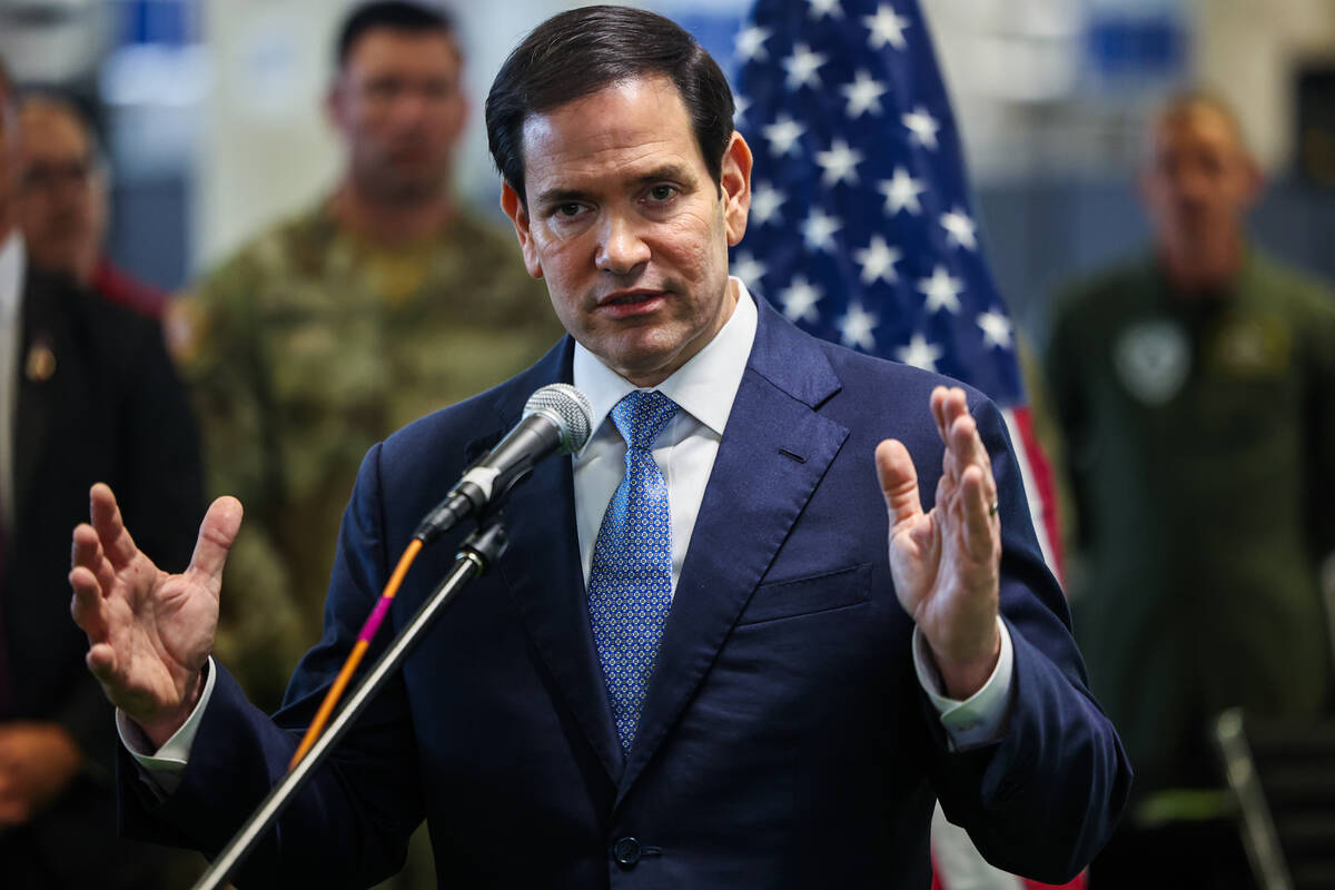 US Secretary of State Marco Rubio speaks to the media after visiting the Civil-Military Coordin ...