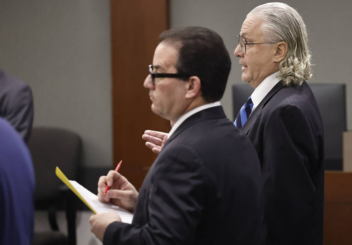 Defense attorney David Chesnoff, right, appears in court representing Israeli official Tom Alex ...