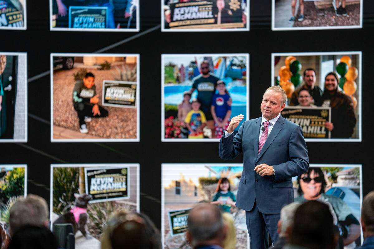 Clark County Sheriff Kevin McMahill announces his 2026 re-election campaign Monday, Oct. 27, 20 ...