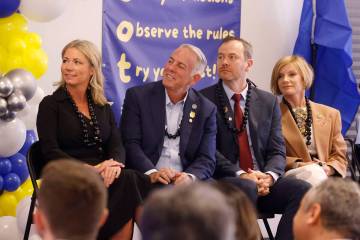 From left, Opportunity 180 CEO Tamara Shear, Gov. Joe Lombardo, State Superintendent Dr. Victor ...